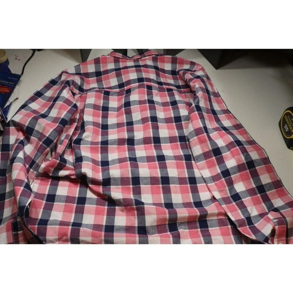 Childrens Place Red White Blue Plaid Button Down Long Sleeve 14 XL